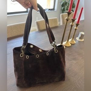 shopping bag made from suede leather.